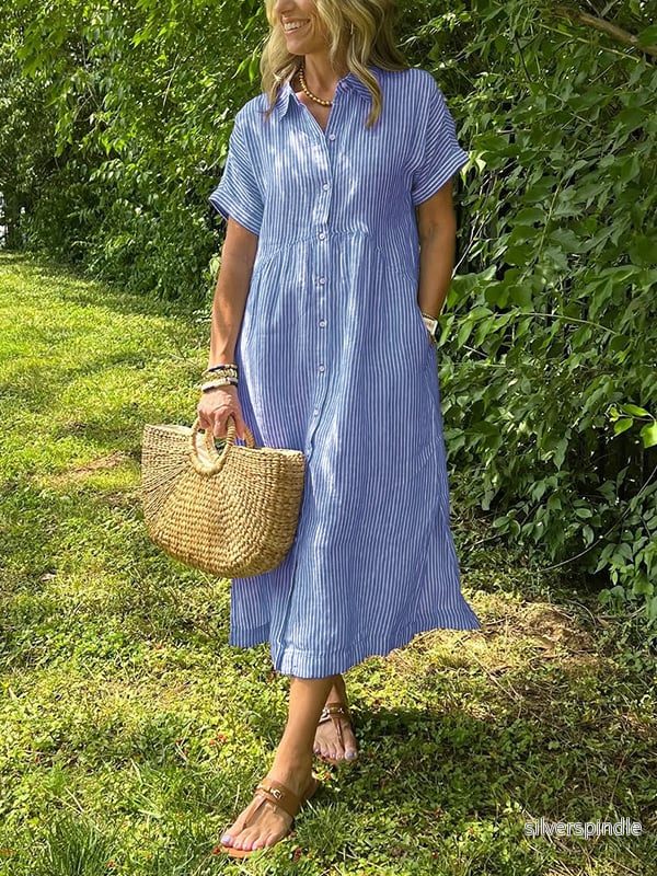 Oliver | Elegant Lång Randig Skjorta med Knappdesign - Bild 2