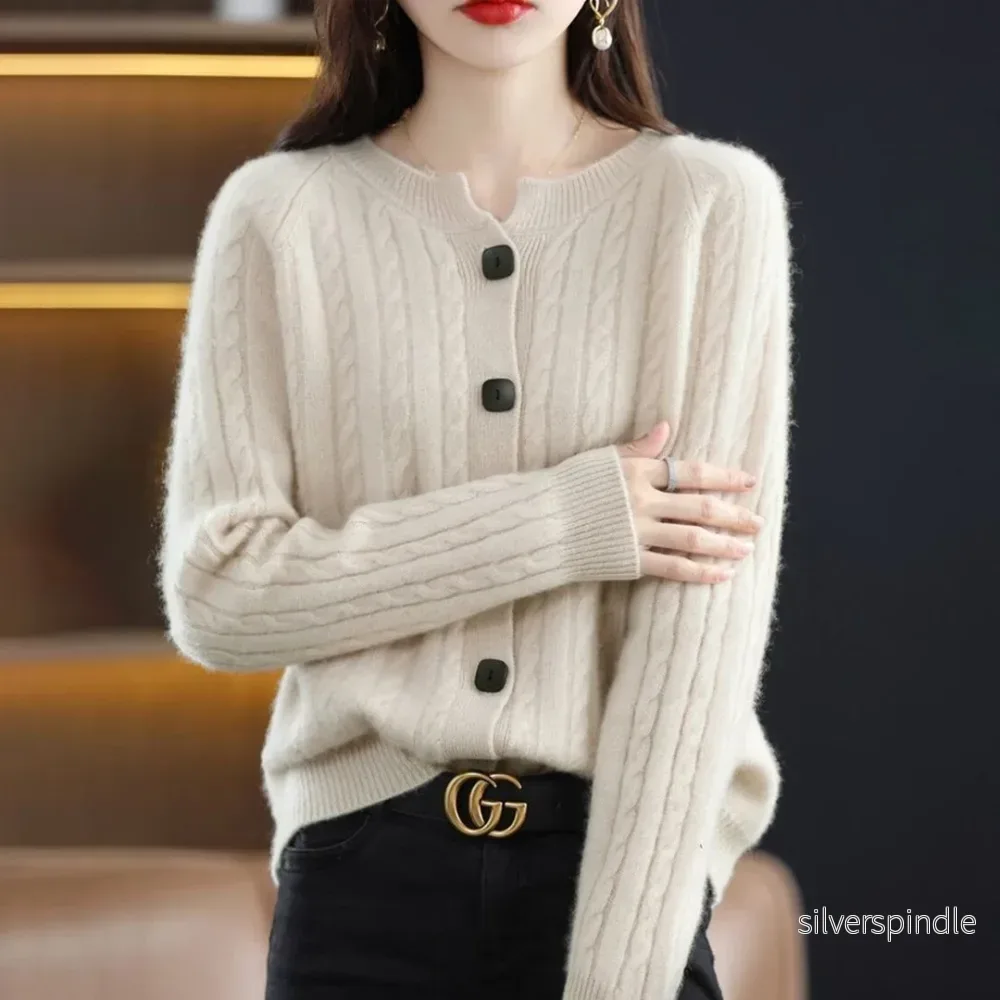 Elegant Knäppt Cardigan för Kvinnor med Kabelmönster | Lätt och Bekväm för Kallare Årstider - Bild 3