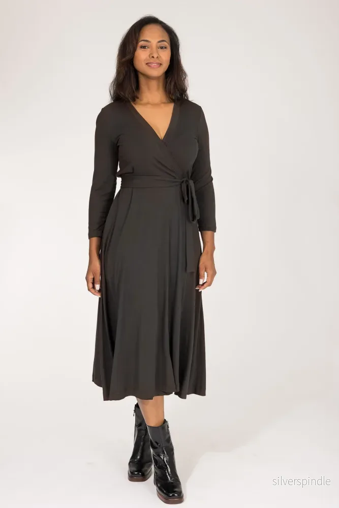 Bestie midi wrap jersey dress - Chocolate brown - Bild 3