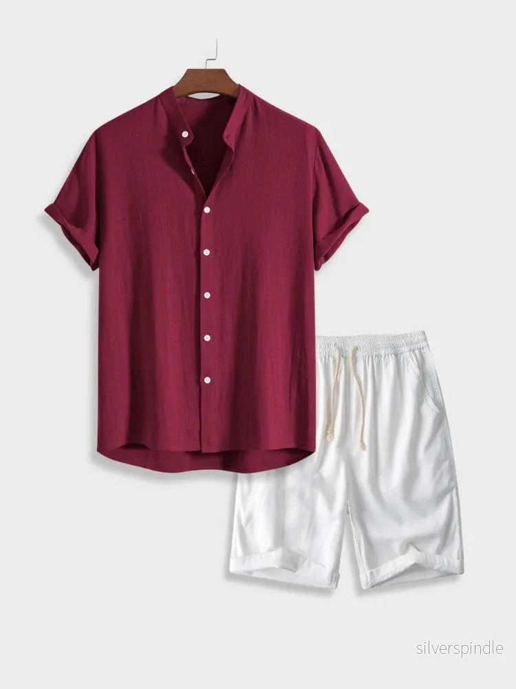 Ethan | Elegant Lätt Kortärmad Skjorta och Shortsset - Bild 2