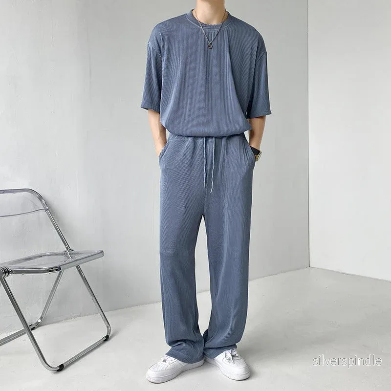 Ethan | Sommar Tvådelat Set med Långärmad Topp och Shorts - Bild 3