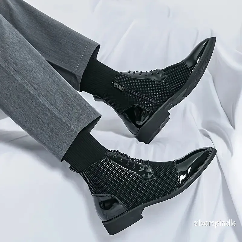 Elegant Houndstooth | Derby-skor för Män med Spetsig Tå | Stilren Design för Vardags och Fest - Bild 2