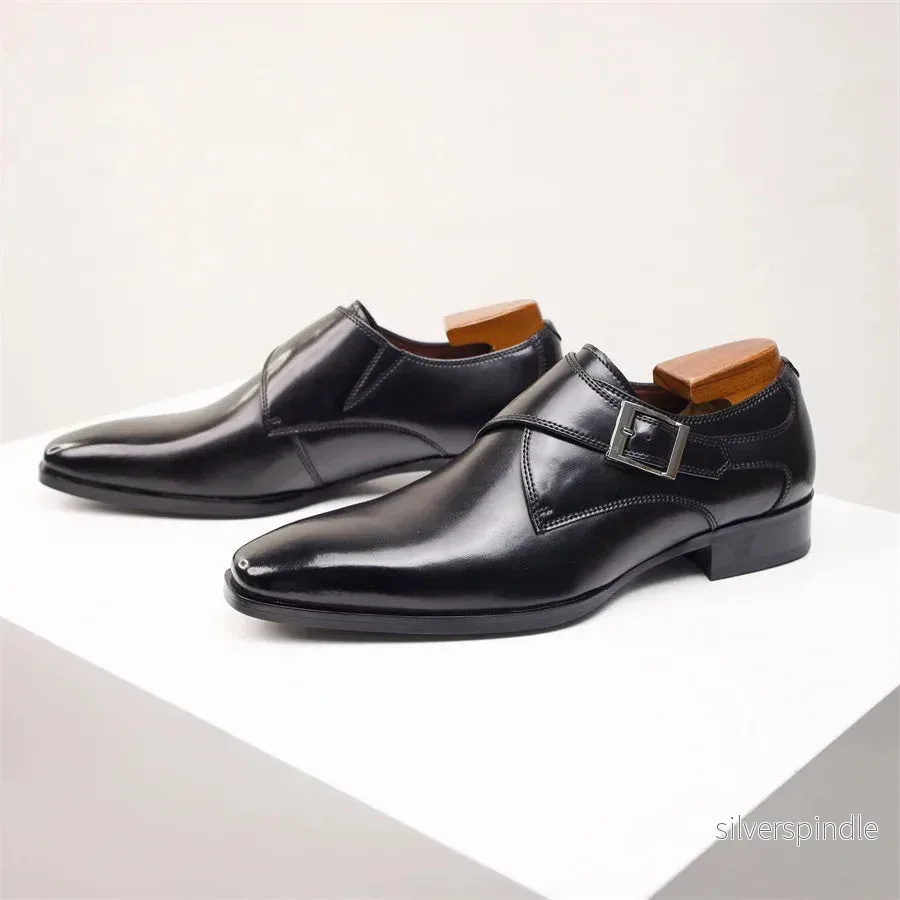 Elegant Munkbandsskor för Män med Polerad Finish | Tidlös Italiensk Design för Formella Tillfällen - Bild 3