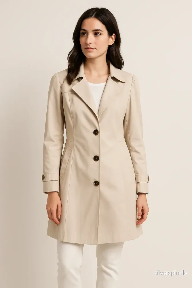 Elegant Trenchcoat för Kvinnor med Skårad Krage | Lättviktsdesign för Säsongsanpassad Stil