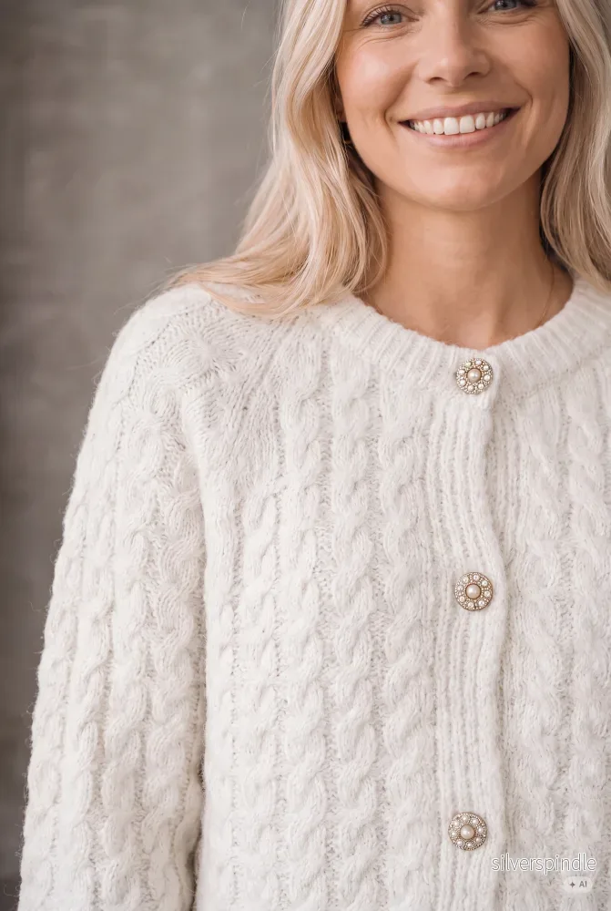 Anna Cable Cardigan - Broken White - Bild 2