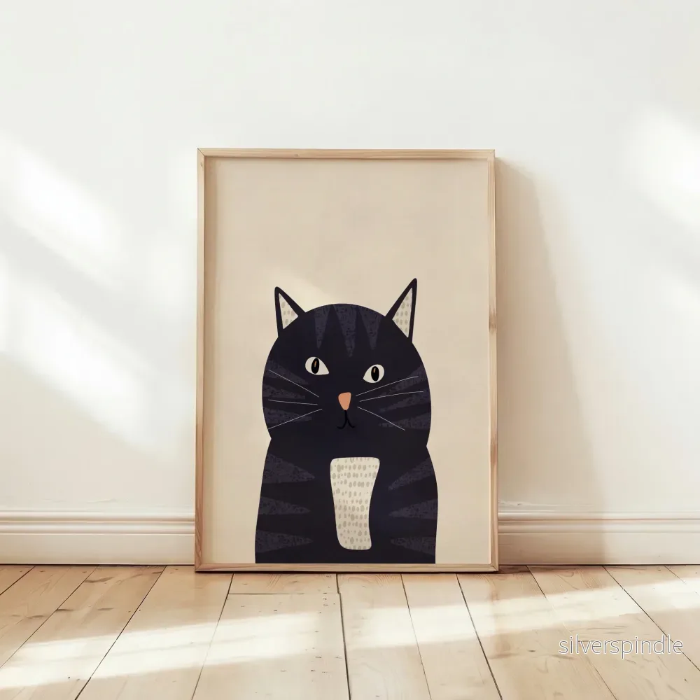 Kattposter barnrum – gullig svart katt