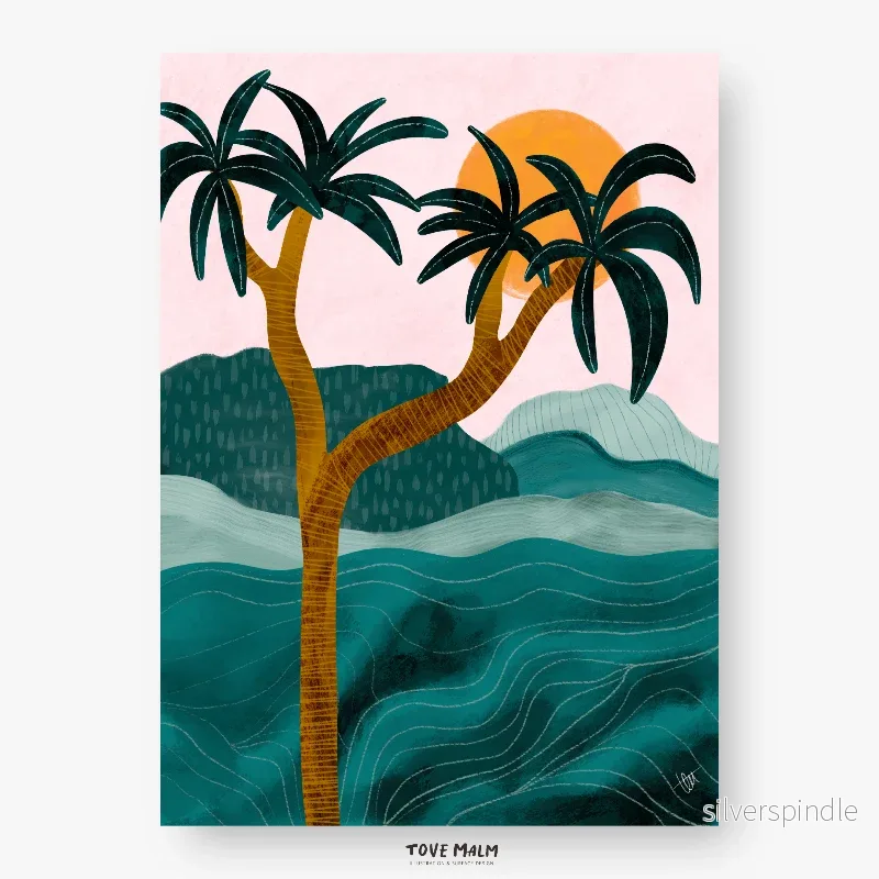 Palmposter barnrum – tropisk solnedgång - Bild 2