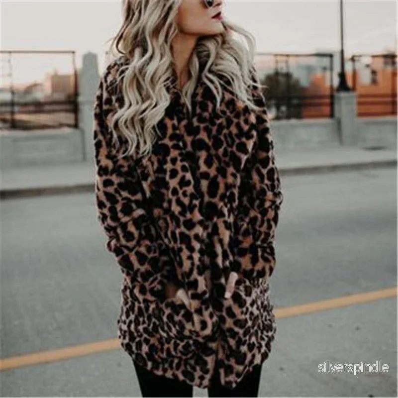 Elegant Leopard Vinterkappa Dam med Slim Fit Design | Mysig och Stilig för Kalla Dagar - Bild 3