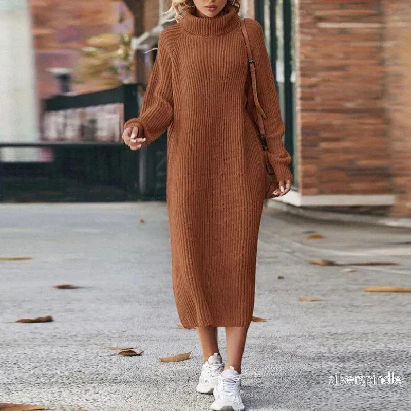 Elegant Midi Stickad Tröja Dam med Hög Turtleneck | Mjuk och Bekväm Design för Alla Tillfällen - Bild 2