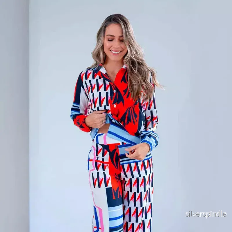 Emma | Elegant Koordinerat Set med Blus och Vida Byxor - Bild 2