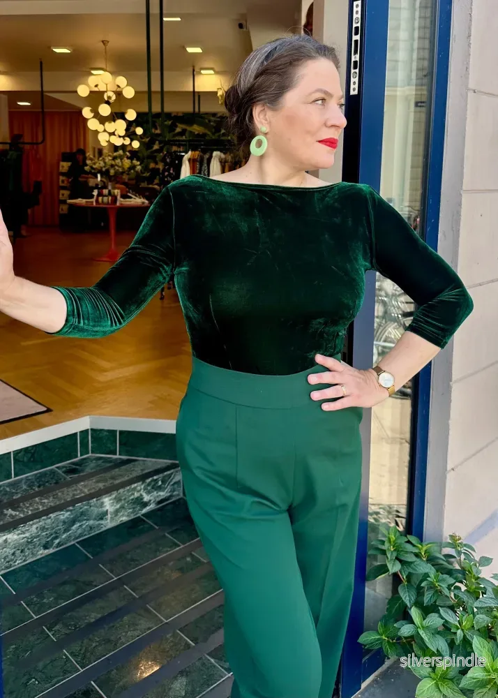 Billie byxor med hög midja - mörkgrön - Bild 3