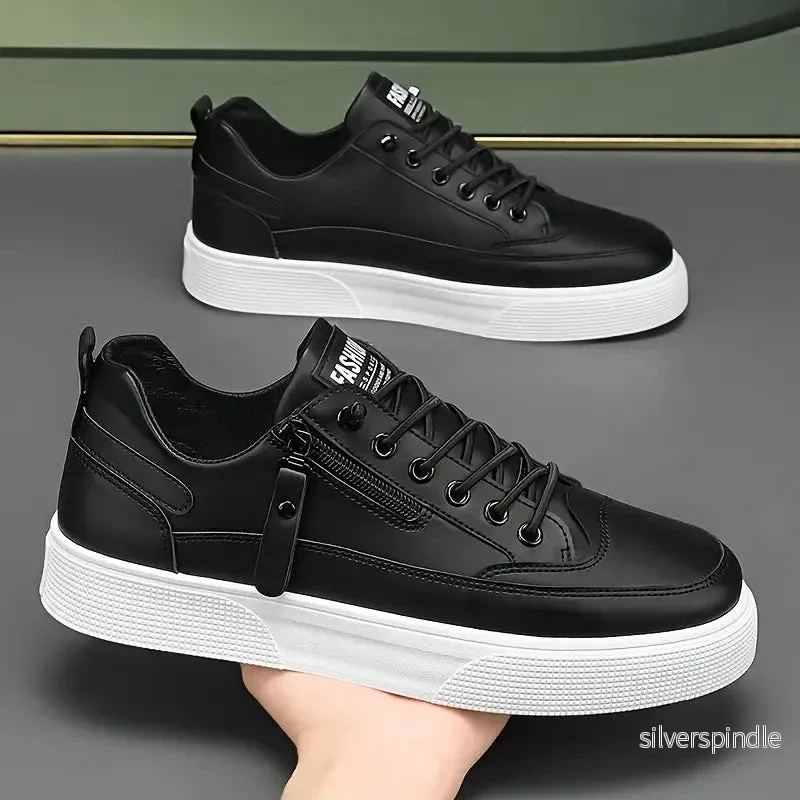 Moderna Sneakers | Låga Herrskor med Dragkedja för Enkel Påtagning | Elegant Design för Vardagsbruk - Bild 2