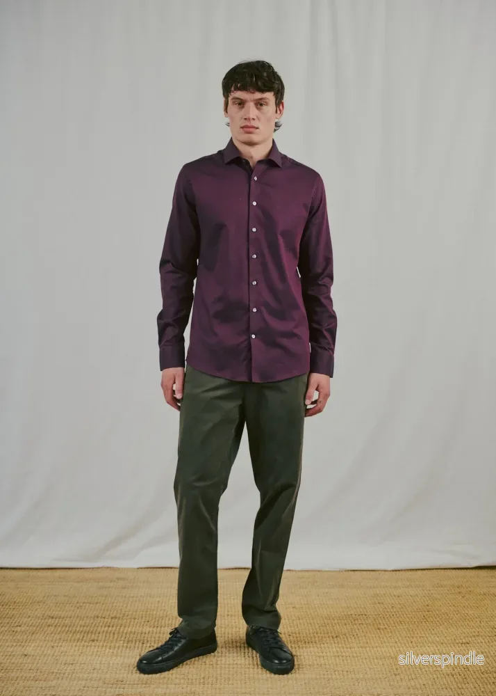 BS Hvang Slim Fit Skjorta - Bordeaux - Bild 2