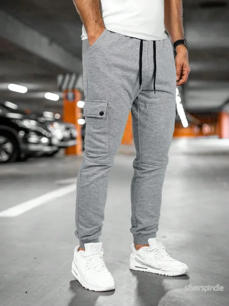 Slim Fit Joggingbyxor med Lastfickor och Elastisk Midja | Modern Design för Aktiv Livsstil - Bild 2