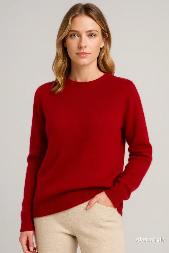 Klassisk Stickad Tröja Dam med Rund Hals och Långa Ärmar | Mångsidig Bas för Eleganta Outfits - Bild 2
