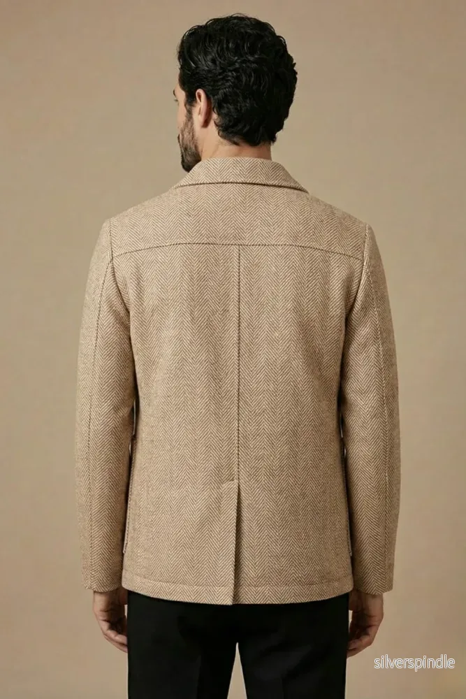 Skräddarsydd Herrjacka | Elegant Knäppjacka med Fiskbensmönster | Perfekt för Business Casual och Vardagsbruk - Bild 3