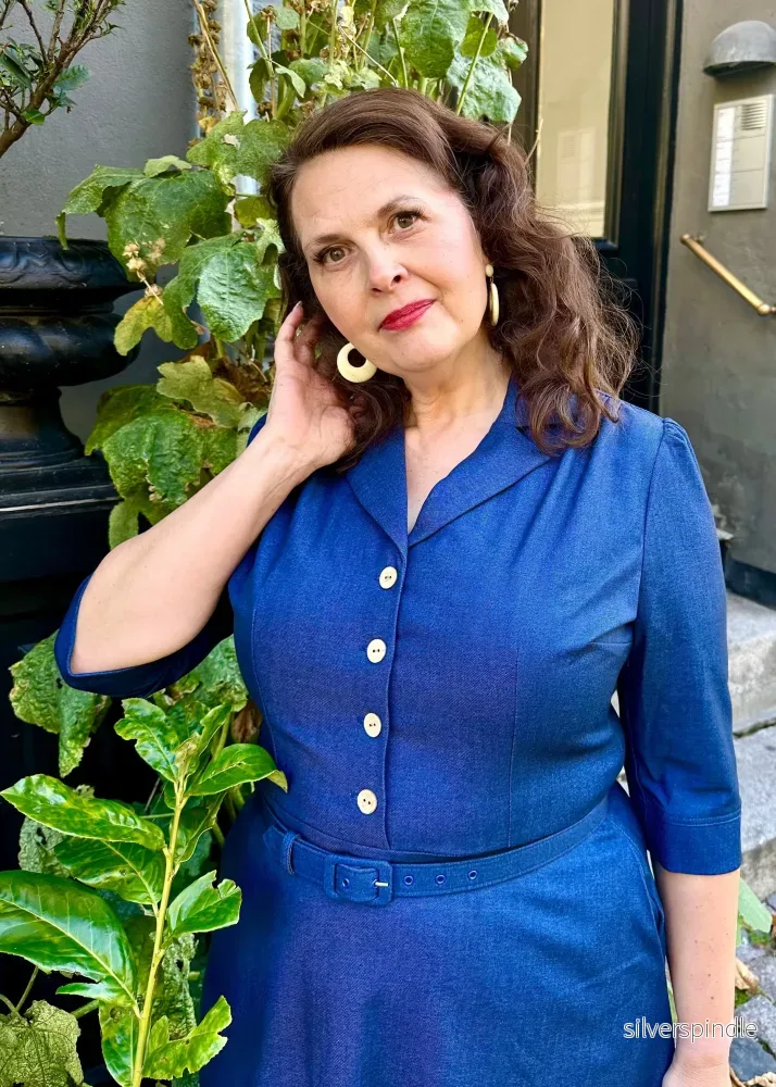 Betty skjortklänning - mörkblå denimlook - Bild 3