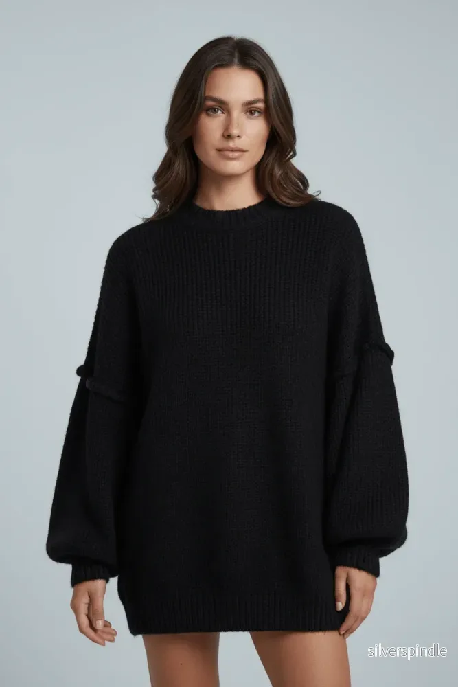 Noura | Oversized Stickad Tröja för Kvinnor med Ballongärmar | Mjuk Fiberblandning för Komfort Noura | Oversized Stickad Tröja för Kvinnor med Ballongärmar | Mjuk Fiberblandning för Komfort