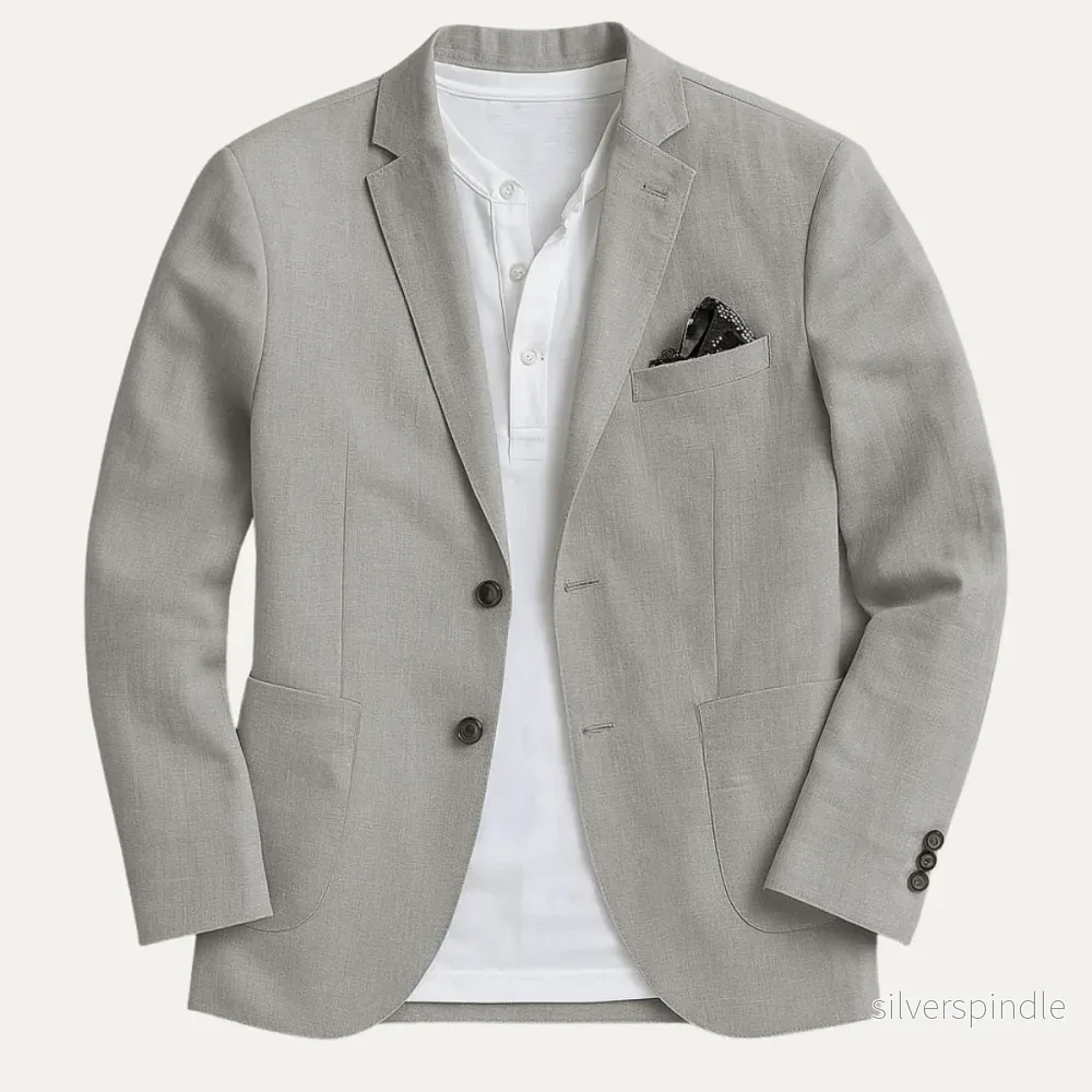 Elegant Linneblazer | Enkelknäppning med Skarpa Slag | Modern Stil för Varma Dagar - Bild 3