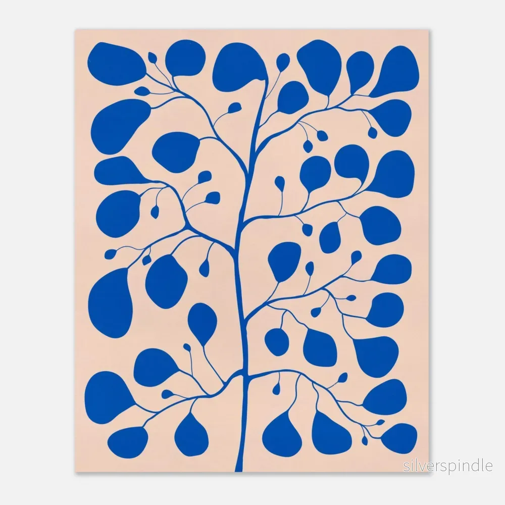 Pilea – Botanisk poster i blå och rosa - Bild 2