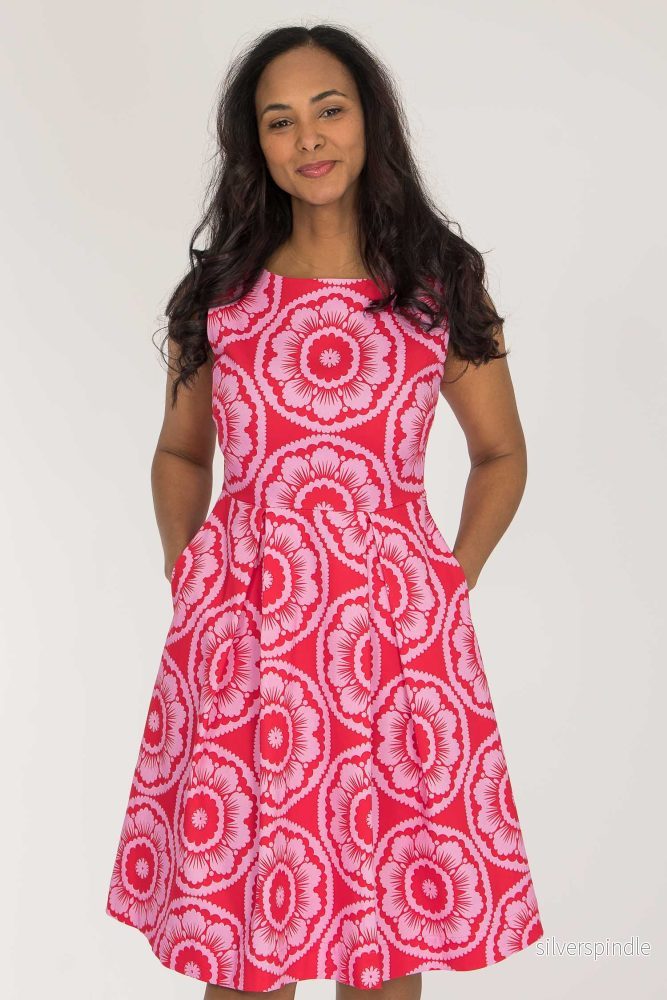 Charm stretch short woven dress – Red-Pink