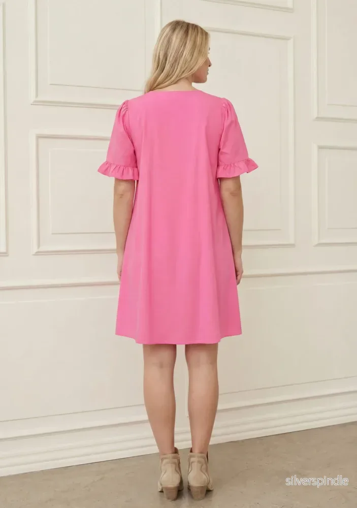 Sigga Flounce Dress - Fresh Pink - Bild 2
