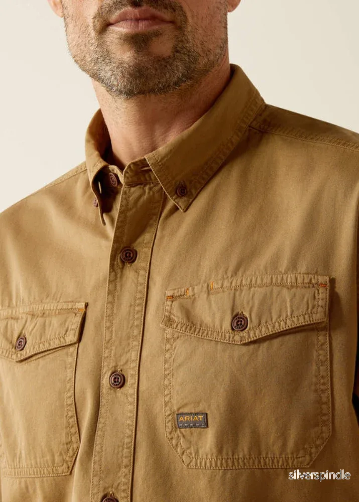 Ariat Rebar Washed Twill LS Work Shirt Khaki - Bild 3