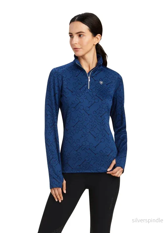 Ariat Prophecy 1/4 Zip Long Sleeve Baselayer Estate Blue Bit Jacquard Ariat Prophecy 1/4 Zip Long Sleeve Baselayer Estate Blue Bit Jacquard