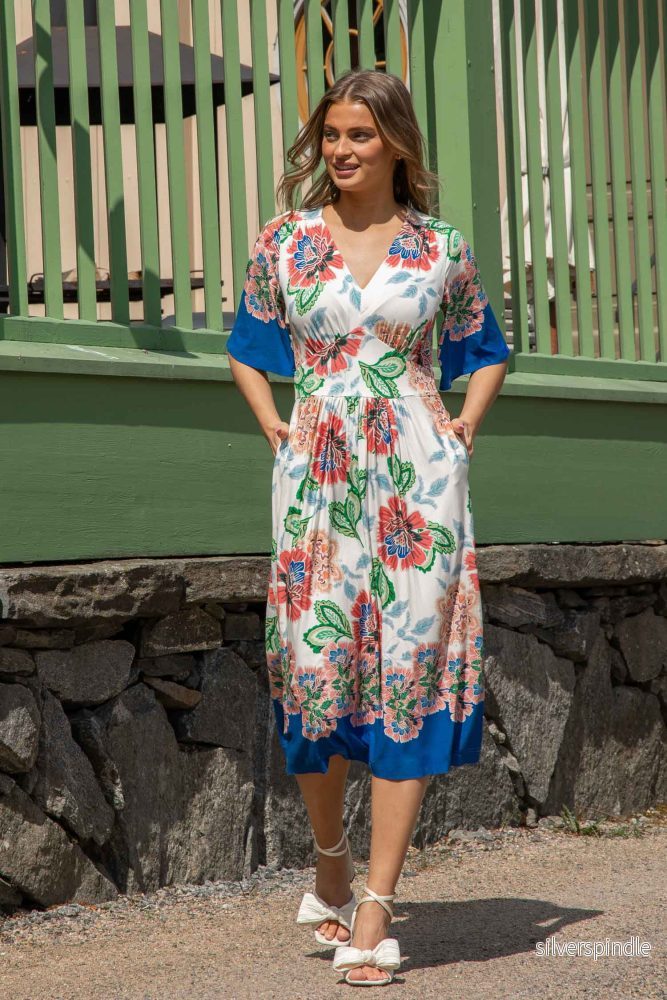 Nina bell sleeve short jersey dress – Blue Nina bell sleeve short jersey dress – Blue