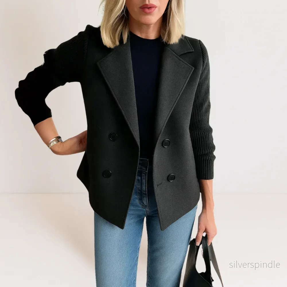 Sophie | Elegant Slim Fit Svart Kavaj Dam Med Funktionella Fickor - Bild 2