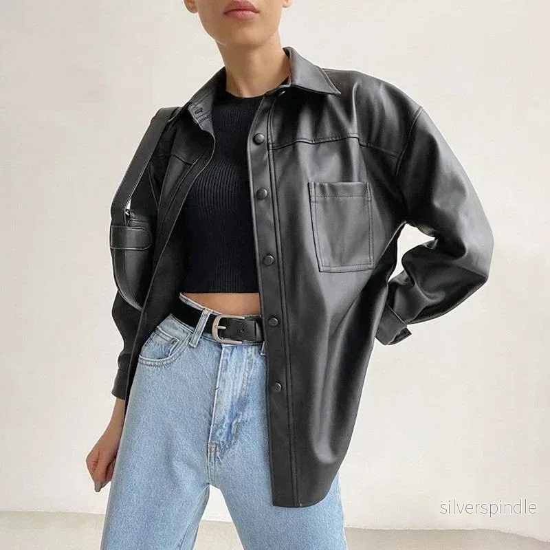 Oliver | Casual Loose Fit Motorcycle Jacket in PU - Bild 3