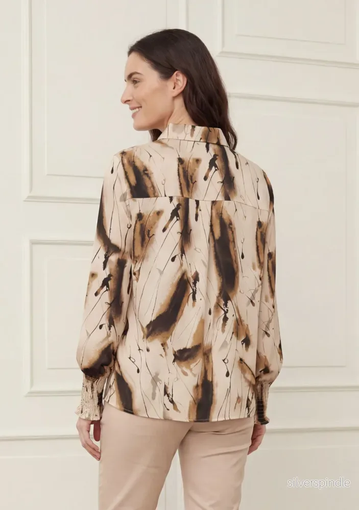 Melba Printed Blouse - Camel Drawing - Bild 2