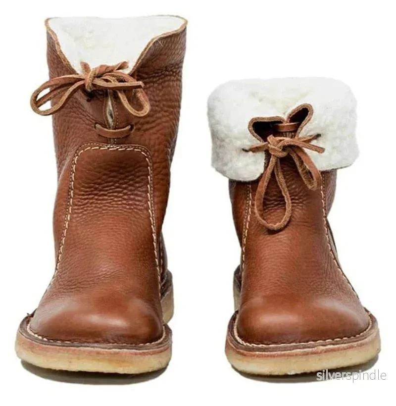 Vinter Comfort | Shearling-fodrade Ankelstövlar med Vikbar Manschett | Mjuk och Varm Design för Kalla Dagar Vinter Comfort | Shearling-fodrade Ankelstövlar med Vikbar Manschett | Mjuk och Varm Design för Kalla Dagar