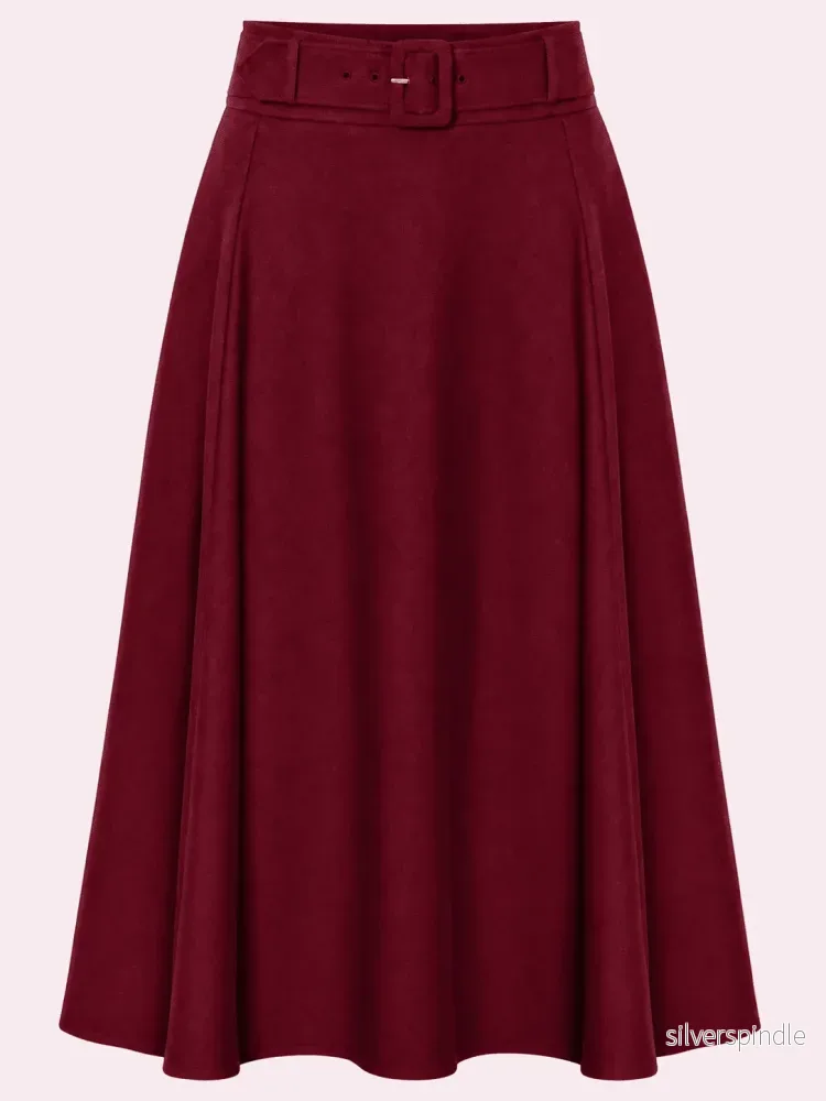 Midi A-line kjol – brun Midi A-line kjol – brun