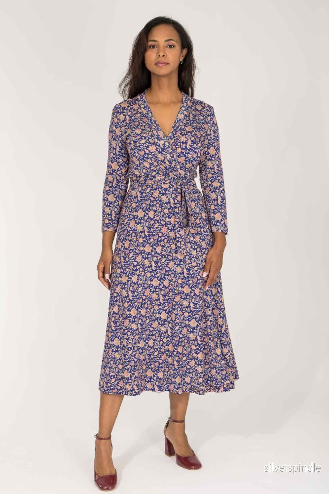 Bestie midi wrap jersey dress – Blue Bestie midi wrap jersey dress – Blue