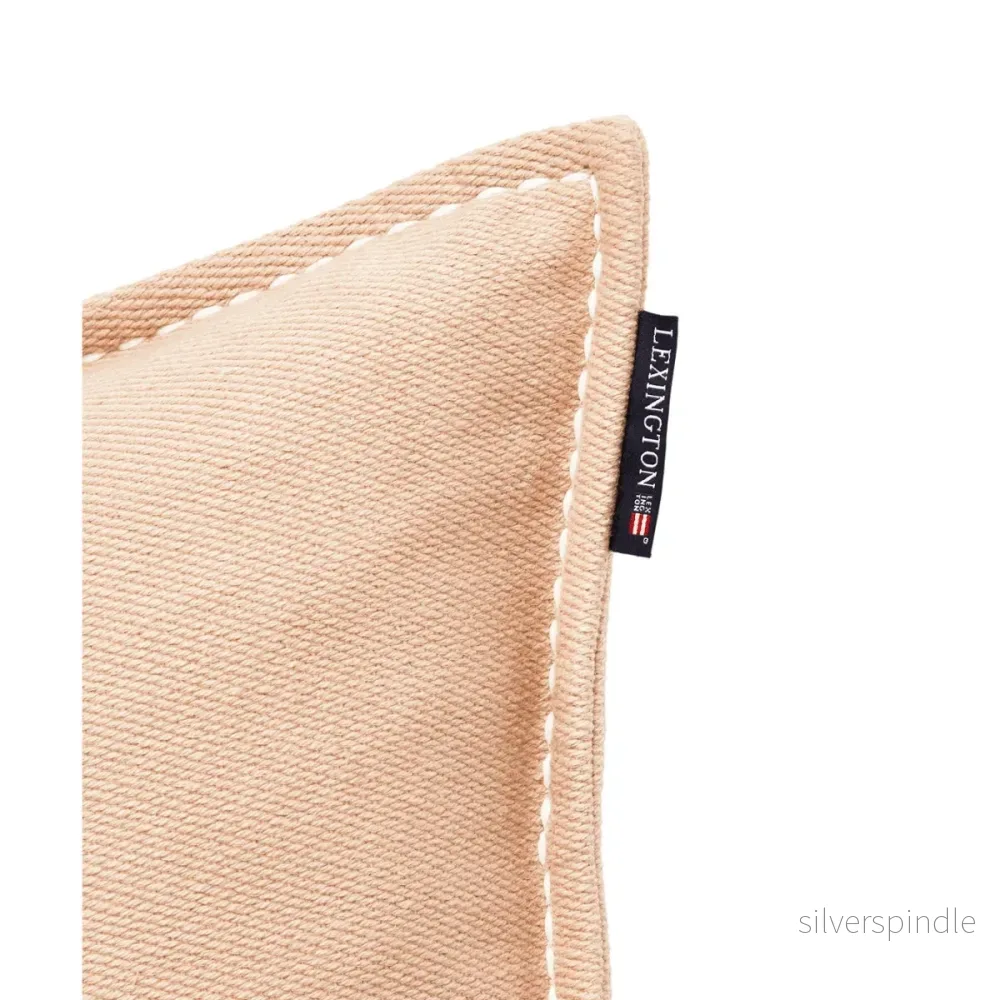Lexington Kuddfodral Med Broderad Text I Kraftig Bomullstwill - Beige/White - Bild 3