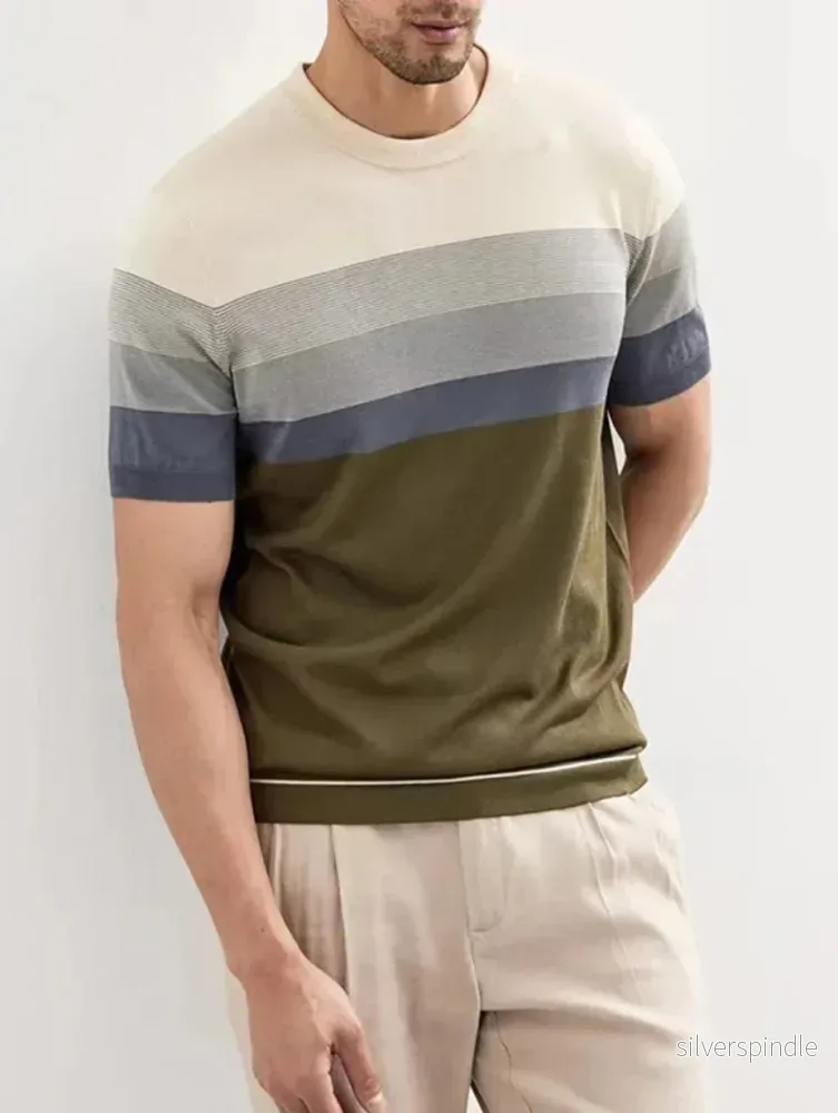 Ethan | Stilren Randig Kortärmad T-shirt för Herrar Ethan | Stilren Randig Kortärmad T-shirt för Herrar