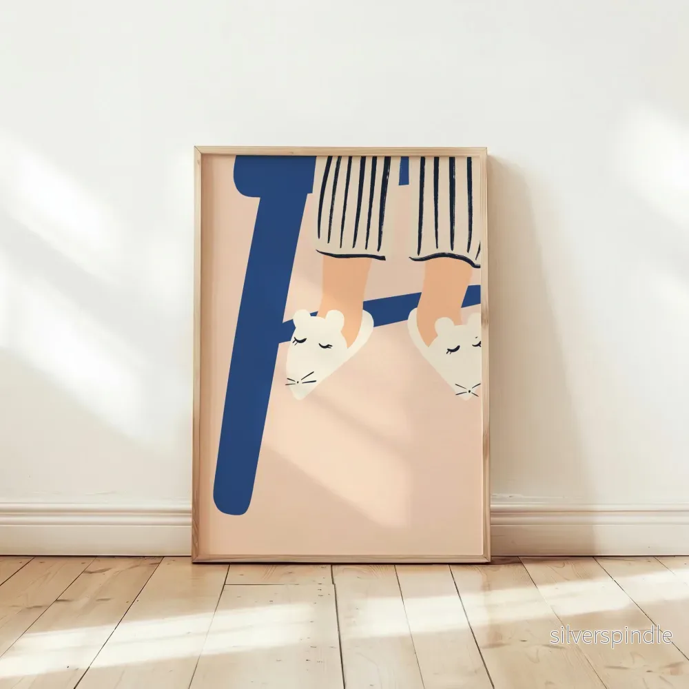 Barntavla Mustofflor – Trendig Poster i Rosa & Blått