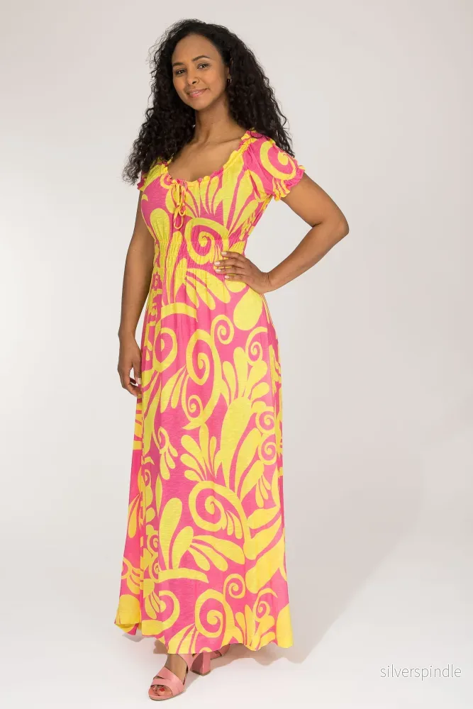 Drawstring dream maxi jersey dress - Pink-Yellow - Bild 2