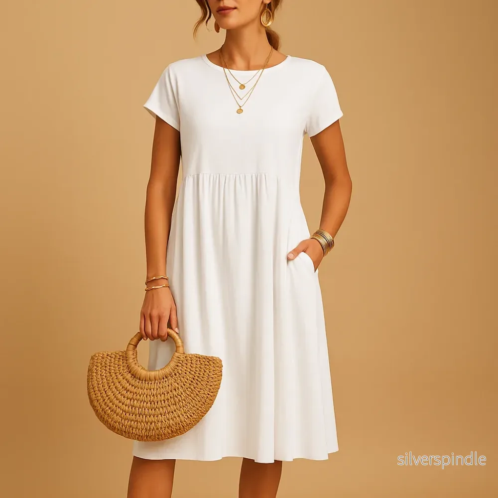 Elegant Midi-Sommarklänning Dam med Lätt Passform | Perfekt för Varma Dagar