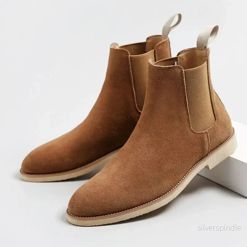 Retro Chelsea-stövlar | Medelhöga Ankelstövlar med Elegant Slip-On Design | Hållbara och Mångsidiga för Stil och Komfort - Bild 3