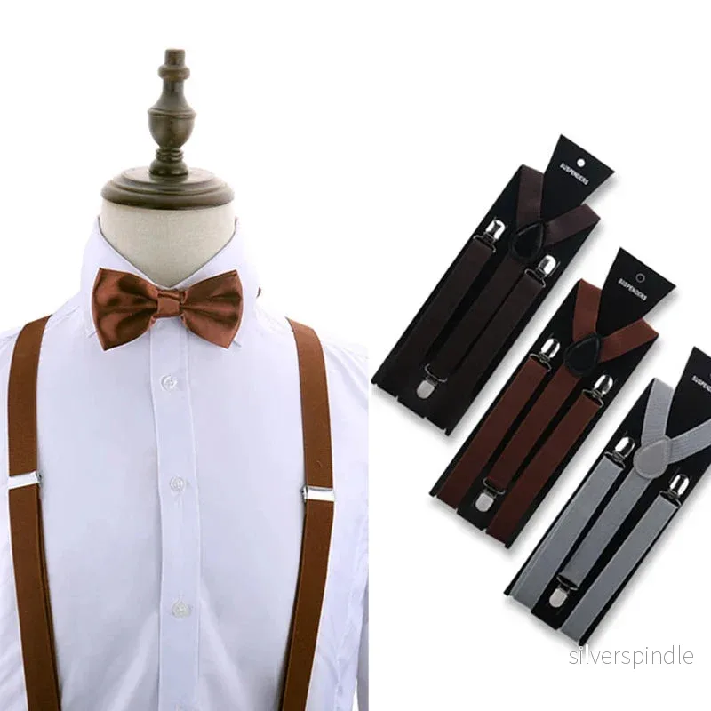 Elegant Set | Justerbara Hängslen och Fluga för Män med Tidlös Design | Perfekt för Formella Tillfällen - Bild 2