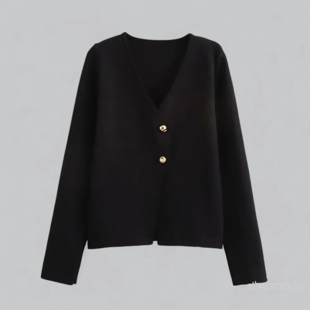 Elegant | Mjuk Stickad Cardigan för Kvinnor med Djup V-ringning | Vintage-inspirerad Design för Mångsidiga Outfits