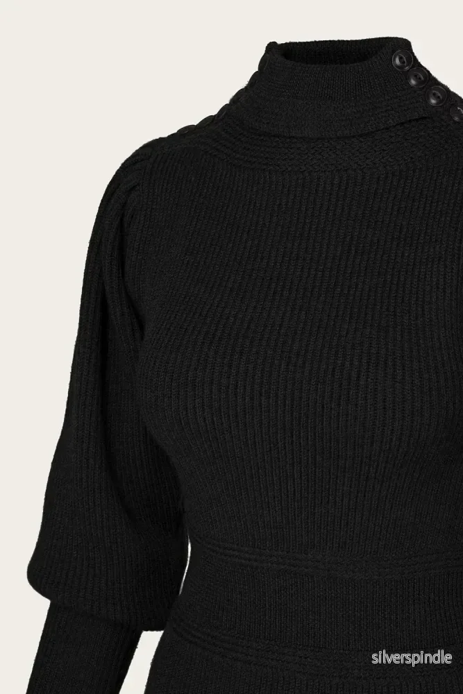 Edwardian Cycling Sweater - svart merinoull - Bild 2