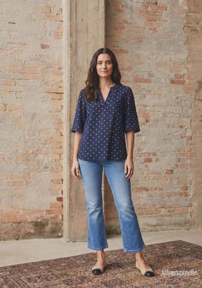 Naomi s/s Blouse - Navy Dot - Bild 2