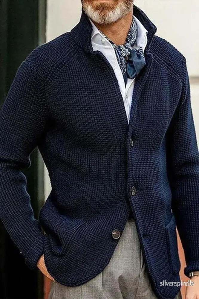 Elegant Svart Stickad Kofta för Män med Mångsidig Design | Bekväm och Slitstark Cardigan - Bild 2