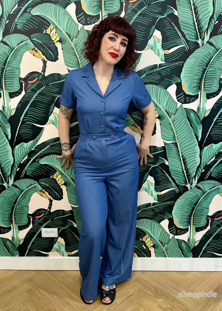 Maxine jumpsuit med korta ärmar - ljus denimblå - Bild 2
