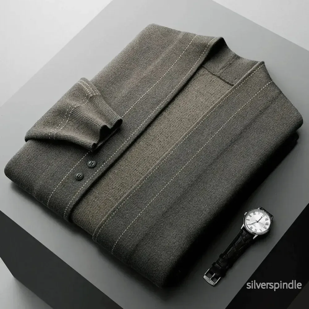 Elegant Stickad Kofta för Män med Knappfront - Perfekt för Lagerläggning och Stil - Bild 3