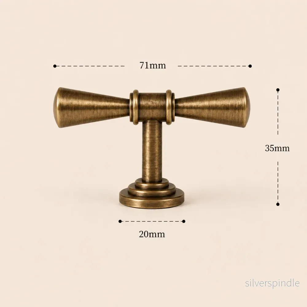 T-knopp i brons – fjärilform, klassisk design - Bild 3
