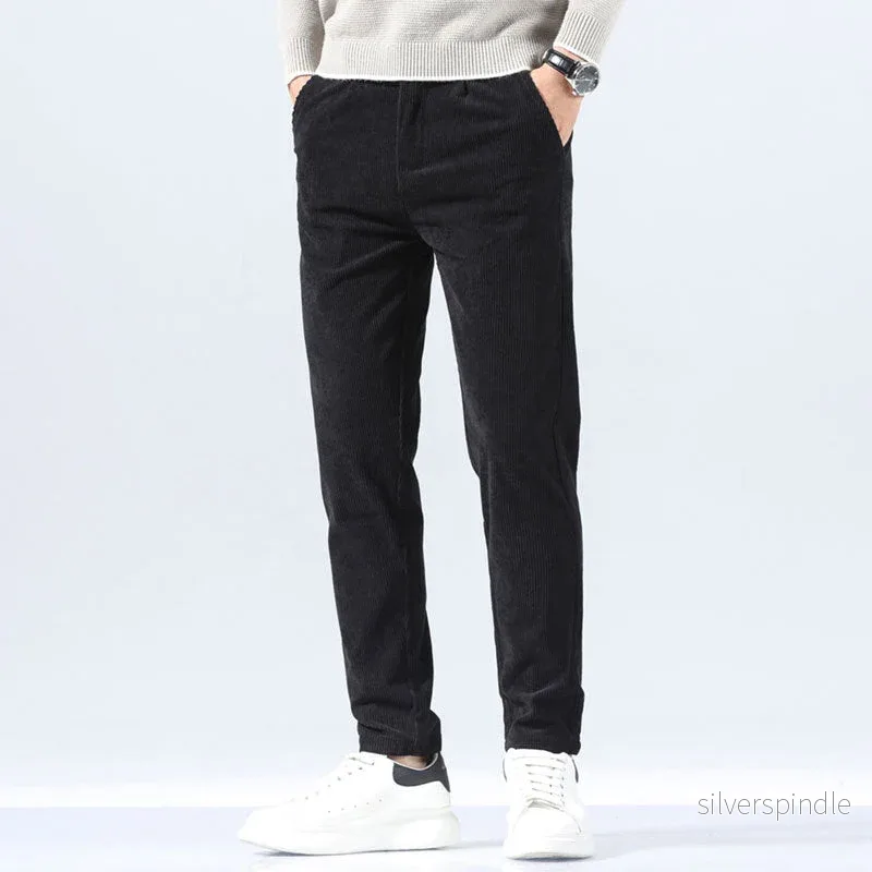 Ethan | Slim Fit Raka Manchesterbyxor i Khaki - Bild 3